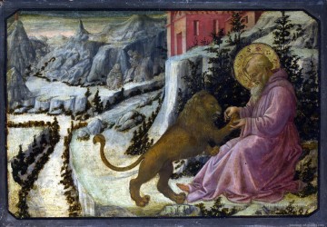  della Oil Painting - LIPPI Fra Filippo Saint Jerome and the Lion Predella Panel